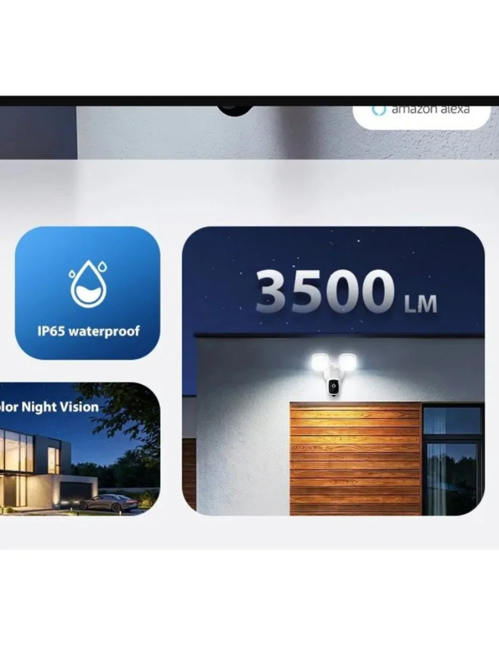New: 2K Hardwired Flood Light Camera (Cream) - Alexa / Google Nest Compatible